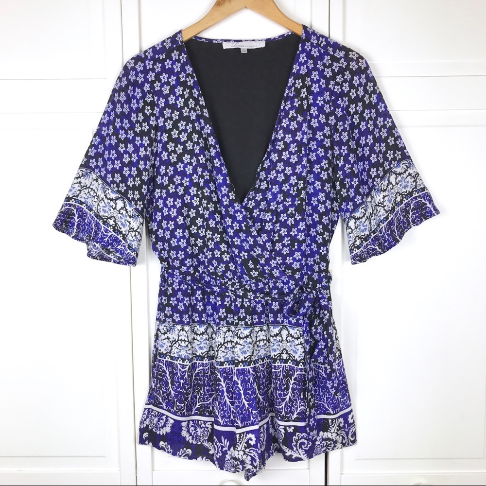 Lovers + Friends Isabelle Romper in Royal Scarf S